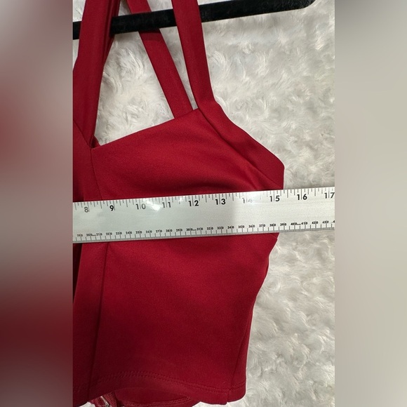 Charlotte Russe Womens Juniors‎ Red Strappy Halter Crop Top - Picture 4 of 9